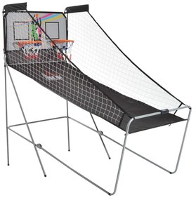 HOMCOM Coș de Baschet cu Panou LED, Pompă, 2 Coșuri, 4 Mingi și 8 Moduri de Joc, 205x110x205 cm, Negru | Aosom Romania