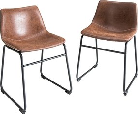 Set de 2 scaune cu tapiterie din microfibra Django maro vintage A-37347 VC