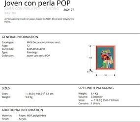 Tablou decorativ Joven con perla POP, 84x104cm