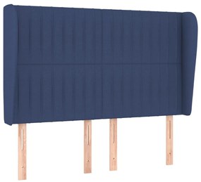 3118198 vidaXL Tăblie de pat cu aripioare, albastru, 147x23x118/128 cm, textil