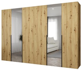 Dulap de haine 300 cm Alice 2 (Stejar artisan + Negru). 1126190