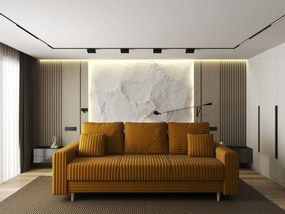 Canapea extensibilă dumonde cu ladă de depozitare si sezut confortabil din spuma high-density, Kronos Ambience Mustar 210x100 cm