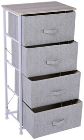 Homcom Mobila Container cu 4 Sertare din Lin Panou Sasiu in Otel Vopsea Praf Raft Superior in MDF Max:25 kg 45x30x92cm