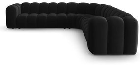 Colțar modular gri antracit cu tapițerie din catifea Lupine – Micadoni