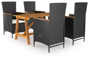 3068757 vidaXL Set de masă pentru grădină, 5 piese, negru