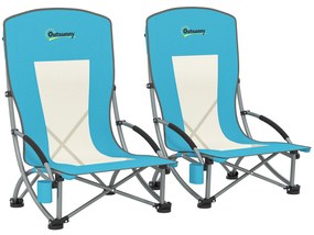 Outsunny Set Scaune Plajă Albastru cu Accesorii | Aosom Romania