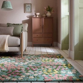 Covor verde mentă țesut manual din lână 160x230 cm Emilia Floral – Flair Rugs
