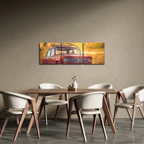 Tablou cu mașină în câmp (cu ceas) (90x30 cm)