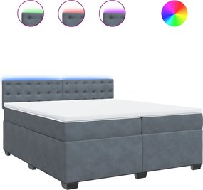 vidaXL Pat box spring cu saltea, gri închis, 200x200 cm, catifea