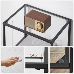 Etajera cu 4 rafturi, metal / sticla temperata, negru, Vasagle