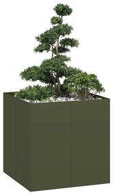 vidaXL Jardinieră verde măsline 80x80x80 cm oțel