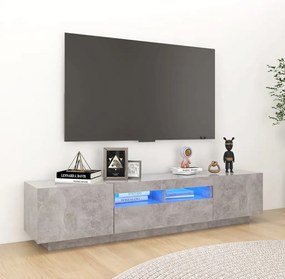 vidaXL Comodă TV cu lumini LED, gri beton, 180x35x40 cm