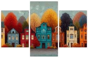 Tablou - Oraș de toamnă pictat (90x60 cm)