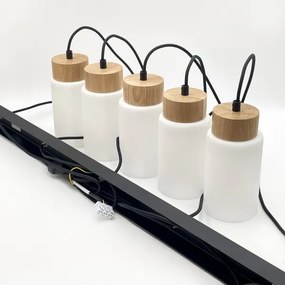 Lustră suspendată MARKUS pe cablu 1xE27/15W/230V negru/stejar