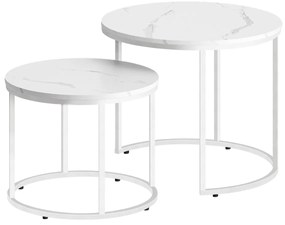 Set de masute de cafea MARLON 2 buc, decor marmura alba