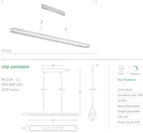 Lustra LED suspendata Clip pendant 120cm