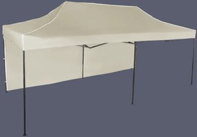 Pavilion de grădină 3x6m – din oțel, 1 perete lateral, Bej