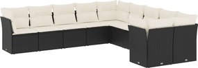 vidaXL Set canapele de grădină cu perne, 10 piese, negru, poliratan