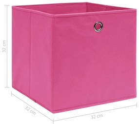 Cutii depozitare, 4 buc., roz, 32x32x32 cm, textil 4, Roz fara capace, 1, 1
