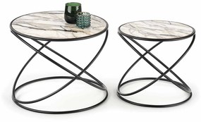 Set 2 buc. masă de cafea Susnr (Marmură + Negru). 1049009
