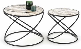 Set 2 buc. masă de cafea Susnr (Marmură + Negru). Promo -6%. 1049009