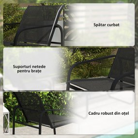 Outsunny Set de Mobilier de Grădină din 5 Piese, cu 2 Canapele, 2 Fotolii și o Măsuță de Cafea, 111x70x75 cm, Negru | Aosom Romania