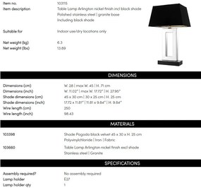 Veioza, lampa de masa LUX, finisaj stainless steel, H-71cm, Arlington 103115 HZ
