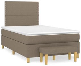 vidaXL Pat box spring cu saltea, taupe, 120x190 cm material textil