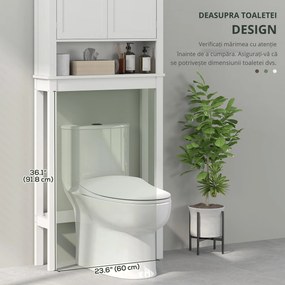 HOMCOM Mobilier WC deasupra toaletei mobilier mașină de spălat dulap 2 uși rafturi reglabile alb | Aosom Romania