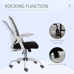 Vinsetto Scaun de Birou Ergonomic cu Înălțime Reglabilă și Brațe Rabatabile Pivotant la 360°, 62,5x55x94-104 cm, Negru | Aosom Romania