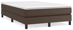 3144252 vidaXL Pat box spring cu saltea, maro, 120x200 cm, piele ecologică