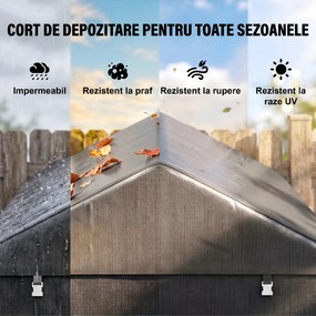 Outsunny Garaj pentru Motociclete, Bicilete sau Unelte de Exterior cu Intrare cu Fermoar, 160x218x172 cm, Gri Închis | Aosom Romania