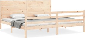 vidaXL Cadru pat cu tăblie 200x200 cm, lemn masiv de pin