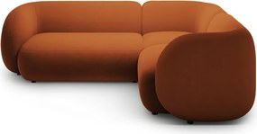 Colțar teracotă cu tapițerie din catifea (cu colț pe partea dreaptă/în formă de ”L”) Kate – Micadoni