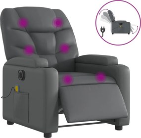 vidaXL Fotoliu de masaj electric rabatabil, gri, piele ecologică