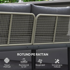 Outsunny Set de Mobilier de Grădină din 3 Piese cu 2 Canapele și Măsuță de Cafea, 184x75x71 cm, Gri | Aosom Romania