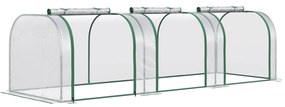Outsunny Sera tip tunel din PVC transparent si otel, pentru plante si flori, cu usi cu fermoar, 295x100x80 cm | AOSOM RO