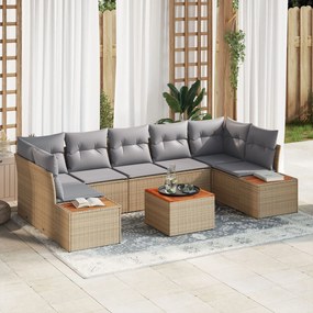 vidaXL Set de canapele de grădină cu 8 piese, cu perne, din rattan sintetic și acacia, bej.