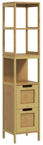 kleankin Dulap Baie Stil Natural dim. 30L x 30l x 144H cm 3 rafturi 2 sertare Bambus | Aosom Romania