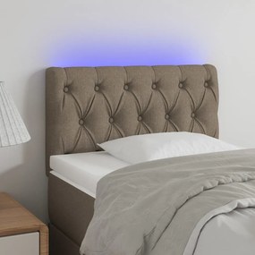 3121926 vidaXL Tăblie de pat cu LED, gri taupe, 80x7x78/88 cm, textil