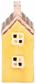 Căsuță din ceramică cu LED, 11 x 7 x 16 cm,primăvară, galbenă