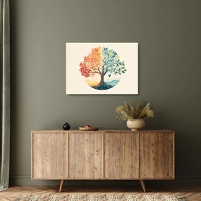 Tablou pe sticlă – Arbore dual cu fluture (70x50 cm)