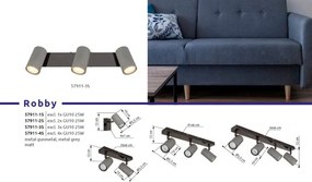 Plafoniera cu 3 spoturi directionabile metal negru gri ROBBY