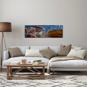 Tablou detailat - apa între pietre (cu ceas) (90x30 cm)