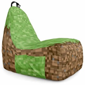 Fotoliu Puf Bean Bag tip Chill XL, Minecraft Iarba Pamant