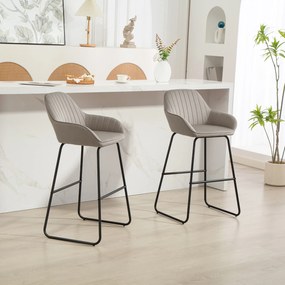 HOMCOM Set de 2 scaune de bar, Scaune de bar cu tapițerie și spumă, Scaune căptușite cu picioare metalice, Gri | Aosom Romania
