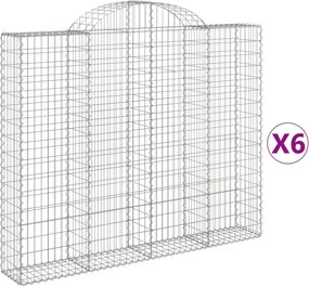 vidaXL Coșuri gabion arcuite 6 buc, 200x30x160/180 cm, fier galvanizat