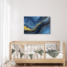 Tablou - Abstracție albastru-aurie (90x60 cm)