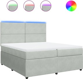 vidaXL Pat box spring cu saltea, gri deschis, 200x200 cm, catifea