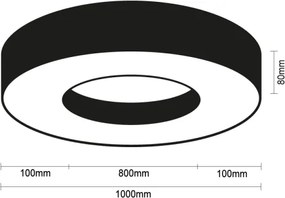 Plafonieră LED, 100 W, 230 V, 3000/4000/6500 K, Ø 100 cm, neagră